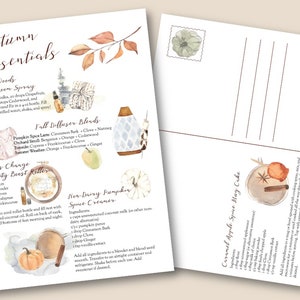 PRINTABLE YOUNG LIVING Otoño Acuarela Postal, Juego de etiquetas de postal de aceite esencial, tarjetas y etiquetas de aceites esenciales imprimibles, yl marketing