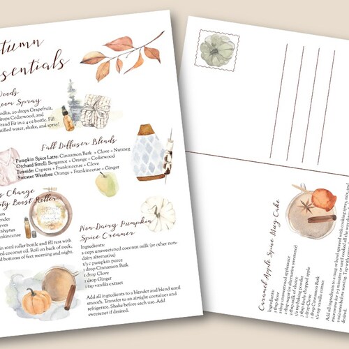 PRINTABLE YOUNG LIVING Fall Watercolor Postcard Essential Oil | Etsy