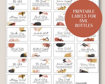 PRINTABLE Essential Oil 5ml Roller Bottle Labels, Modern Abstract Essential Oil label,DIY Essential Oil Gift, printable essential oil label