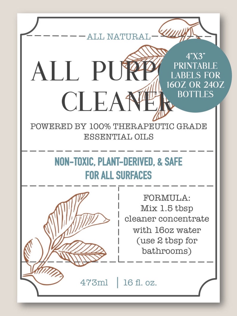PRINTABLE DOTERRA All Purpose Cleaner Essential Oil Label Etsy