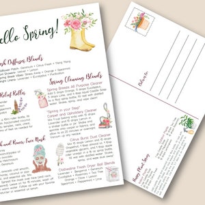 IMPRIMIBLE YOUNG LIVING Spring Watercolor Postcard, Essential Oil postcard label set, printable essential oil cards and labels, yl marketing