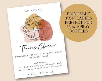PRINTABLE YOUNG LIVING Thieves Cleaner Essential Oil label, 4x3 Essential Oil label, diy Essential Oil Gift, printable essential oil label