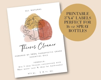 DIY Labels Thieves Cleaner Label Essential Oil Spray Bottle Label Essential Oil Label bulk ...