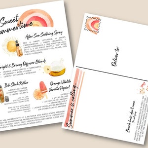 Versão australiana para impressão YOUNG LIVING Cartão postal em aquarela de verão, conjunto de cartões postais de óleo essencial, cartões e etiquetas de óleo essencial para impressão