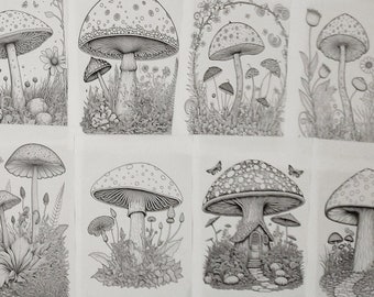 Mushroom Coloring Pages, Printable, PDF