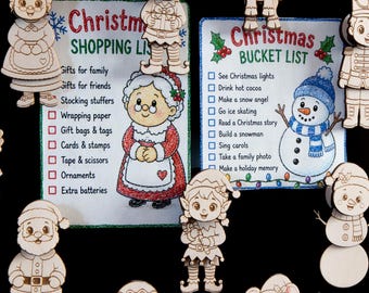 Wobbly Cute Christmas Magnets, Fridge Magnet, 10 Magnet set, SVG, Laser Cutting File