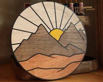 Arte de montaña redonda, SVG, archivo de corte por láser