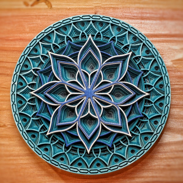 Mandala SVG multicapa, 16 capas, archivo de corte, descarga digital.