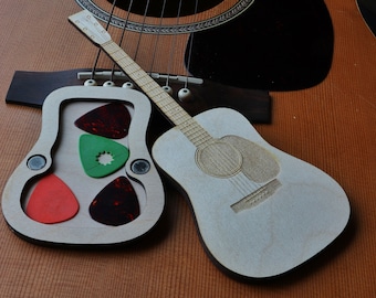 Guitar Pick Holder, Acoustic, SVG, Laser Cutting File