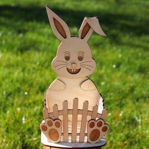 Cesta de conejo de Pascua SVG y DXF, archivo de corte por láser