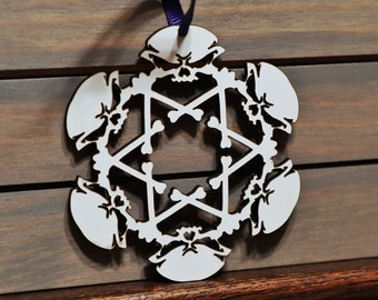 Skull Snowflake Ornament, SVG, Cutting File, Laser, Glowforge, Cricut