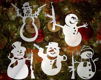 Armed Snowman Christmas Ornament SVG DXF: 2A Firearm Designs (Digital Download)