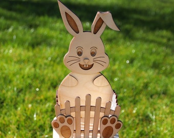 Easter Bunny Basket SVG & DXF, fichier de découpe laser