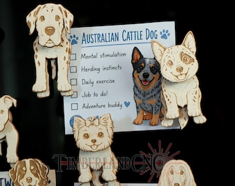 Wobbly Dog Magnets, Set #2, Fridge Magnet, 10 dogs, SVG, Laser Cutting File