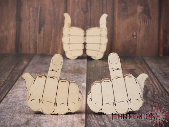 Automatic Middle Finger, Flip Off, Thumbs Up, SVG, Laser Cutting File, Glowforge Project