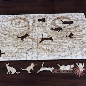Puzzle de chat, formes de chat, SVG, fichier de découpe laser