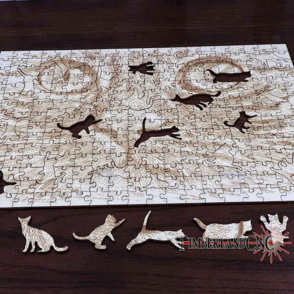 Cat Jigsaw Puzzle, Cat Shapes, SVG, Laser Cutting File