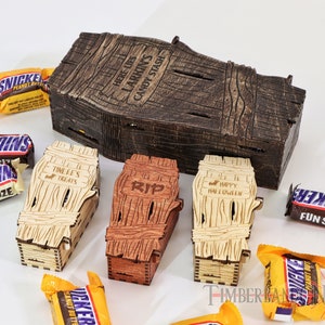 Trumna Candy Box, Dwa rozmiary, Plik do cięcia laserowego. Halloween SVG