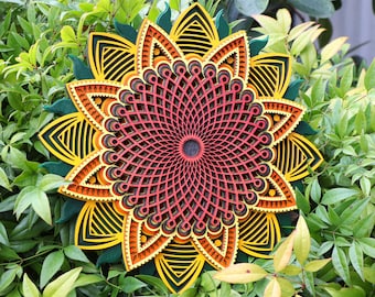 Sunflower Mandala SVG. 7 Layers. Cutting File.