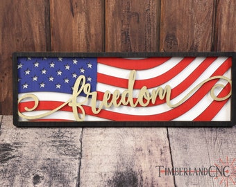 Framed USA Flag, SVG, Glowforge, Laser Cutting File