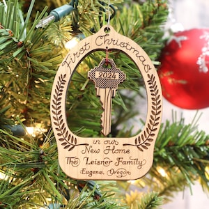 Eerste kerstbal, nieuw huis, sleutel, SVG, lasersnijbestand, Glowforge