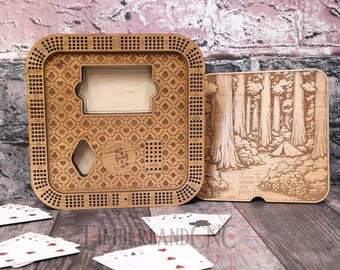 Square Cribbage, With Storage, 4-track, SVG, Laser/CNC Cutting File