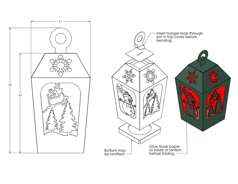 Download Christmas Paper Lantern SVG Paper Lantern DXF Snowman ...