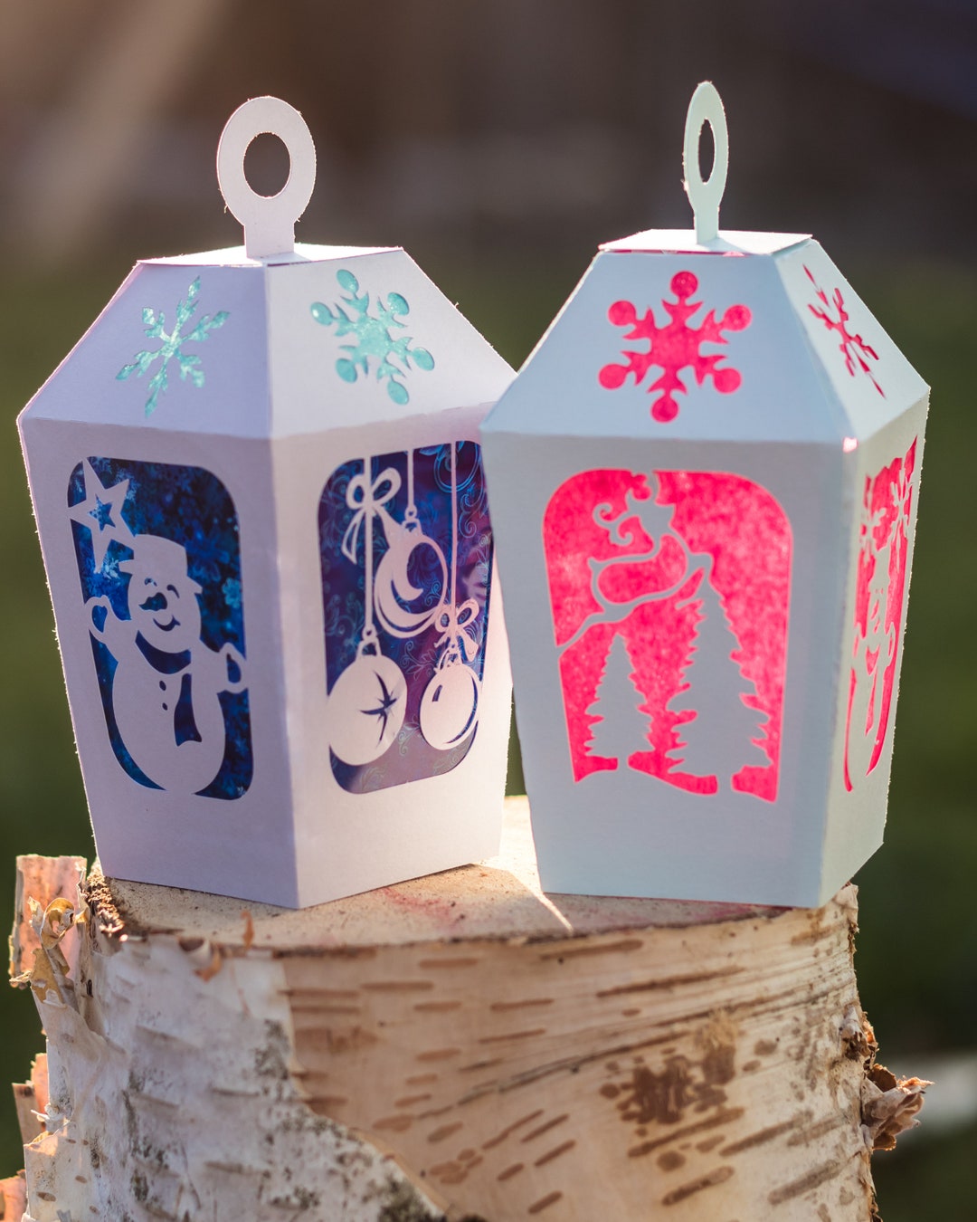 Lanterna vetro neve babbo Natale 30x18x10 cm | vendita online su