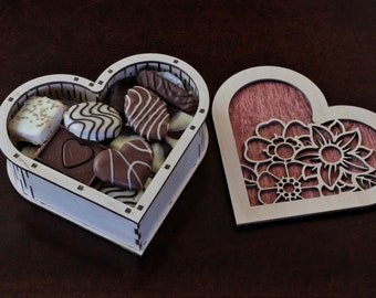 Heart gift box SVG, laser cut file, Glowforge