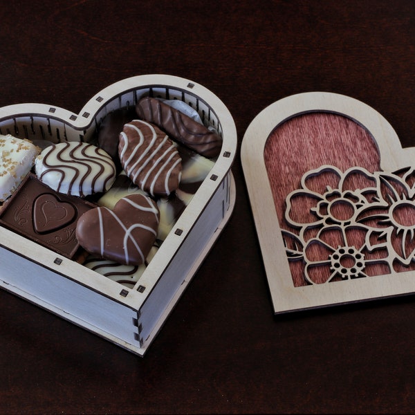 Heart gift box SVG, laser cut file, Glowforge