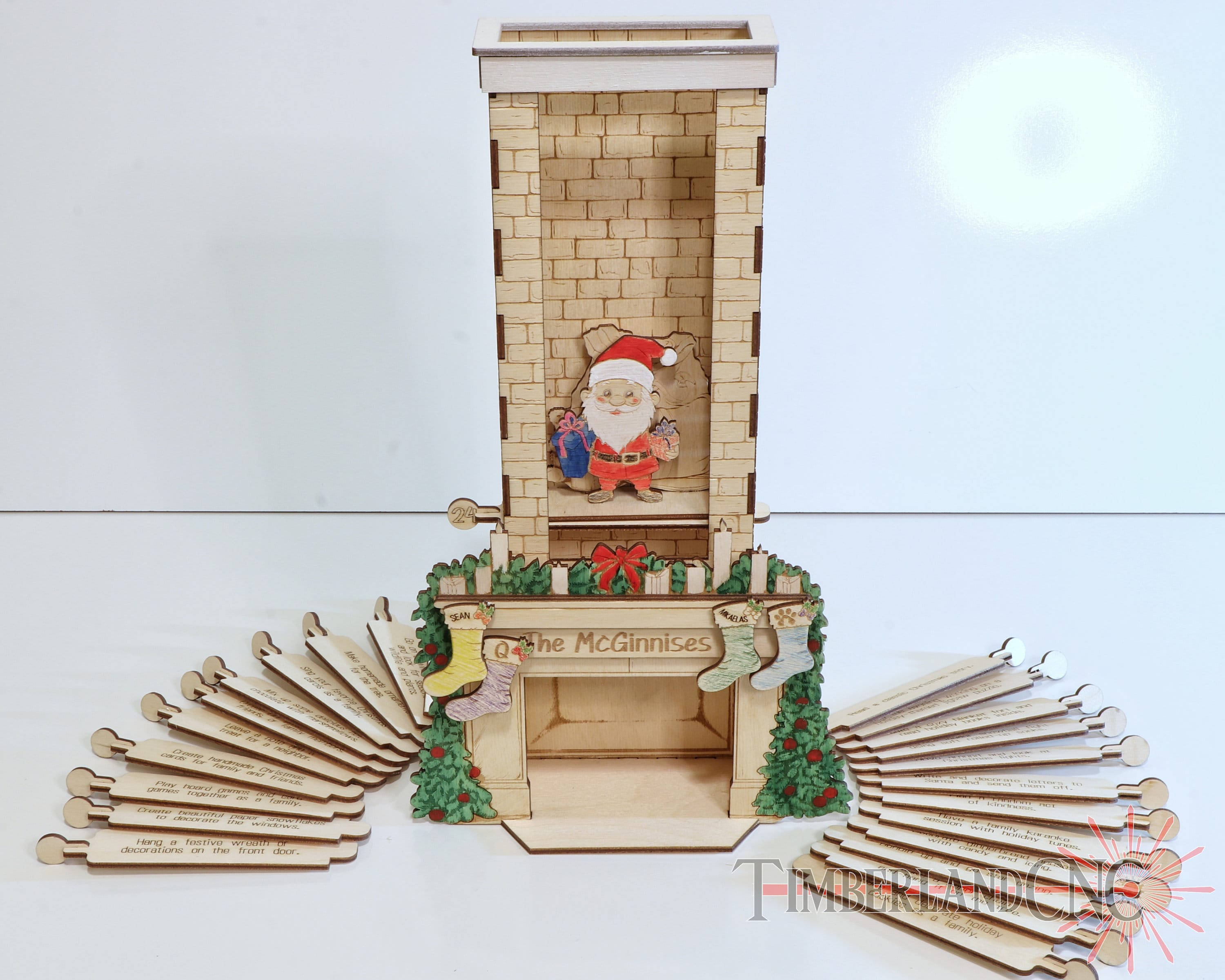 Santa in the Chimney, Christmas Advent Countdown Calendar, Laser Cutting