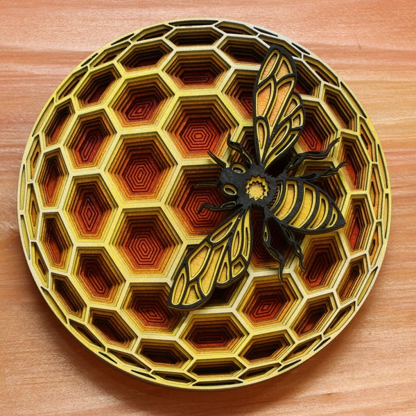 Biene und Wabe SVG, DXF, Plotterdatei