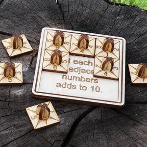 Brain Teaser, Add-to-Ten Puzzle, Laser Cut File, Digital Download