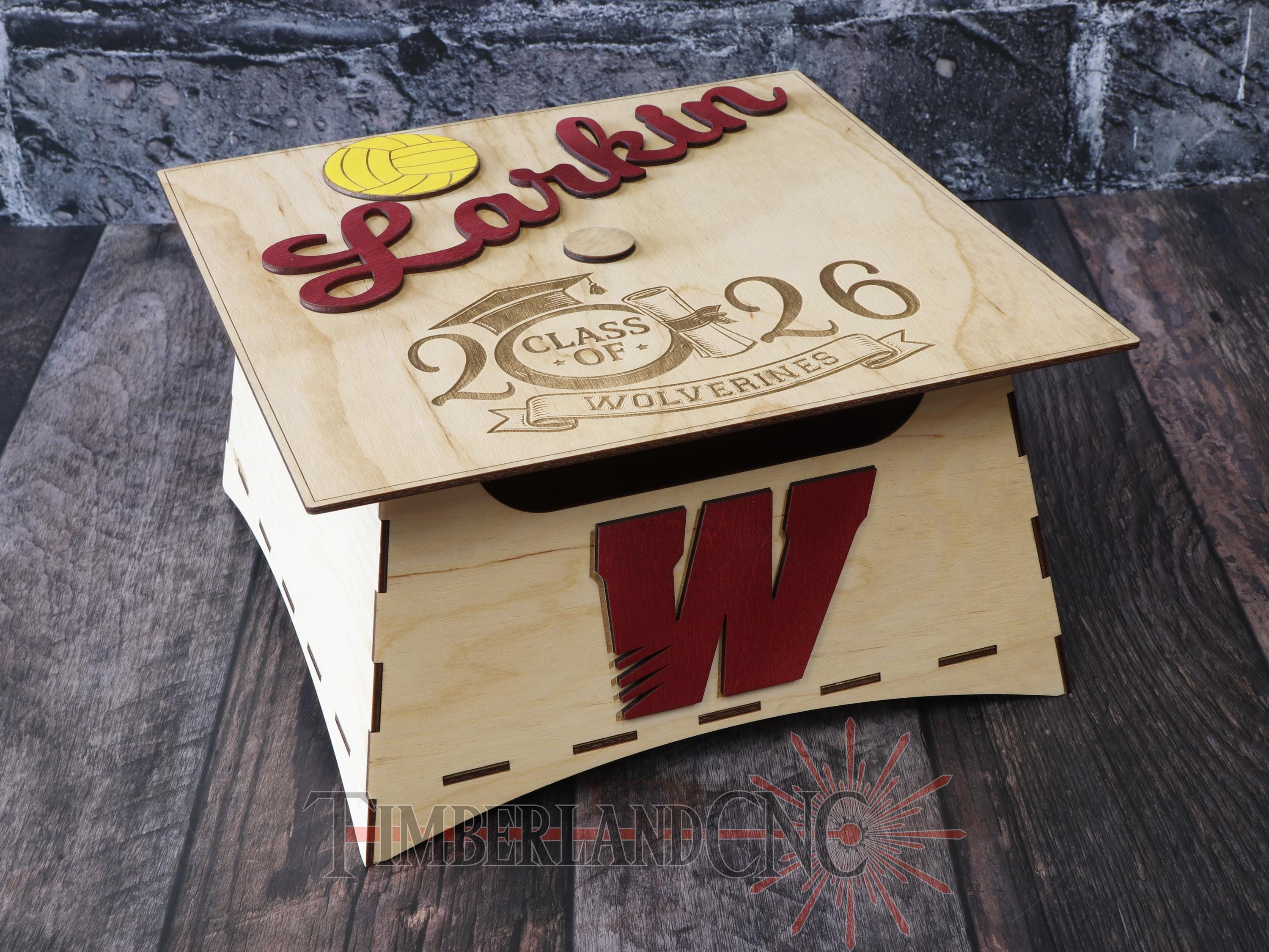 Graduation Box Dxf Graduation Cap Gift Box, Keepsake Box, With Hinged Lid, SVG, Laser ...
