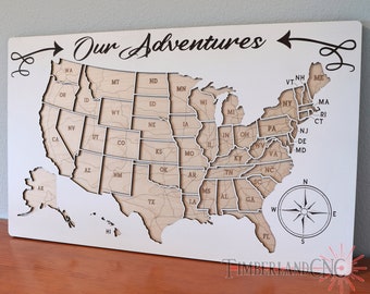United States Travel Map, Push Pin Map, SVG, Laser Cutting File