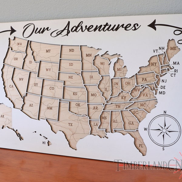 United States Travel Map, Push Pin Map, SVG, Laser Cutting File