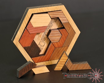 Rompecabezas geométrico hexagonal, rompecabezas, SVG, archivo de corte láser