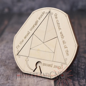 Rompecabezas triangular, pieza extra, rompecabezas geométrico, SVG, archivo de corte láser