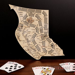 Modèle de cribbage de la Colombie-Britannique, fichier de découpe SVG, laser/CNC