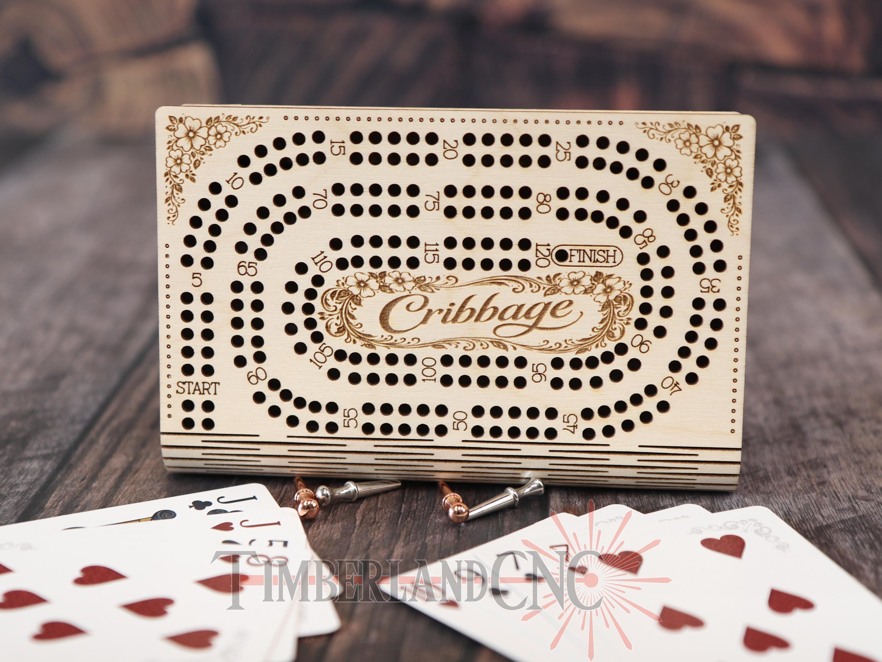 Laser Cut Cribbage Board SVG | Travel Board With Card and Peg Storage ...
