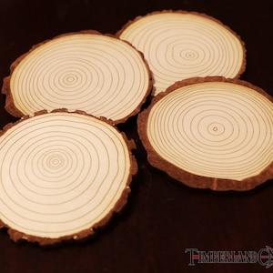 Tree Slice SVG, Laser Cutting File, Coaster, Ornament, Set of 4