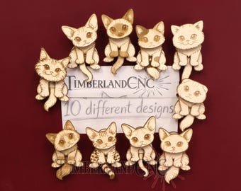 Wobbly Cat Magnets, Fridge Magnet, 10 cat set, SVG, Laser Cutting File
