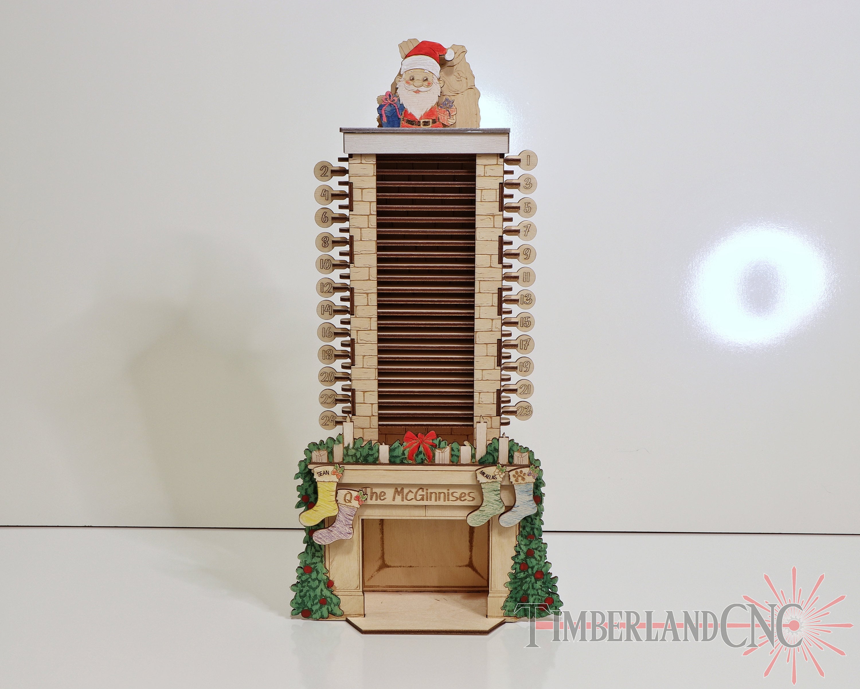 Santa in the Chimney, Christmas Advent Countdown Calendar, Laser Cutting