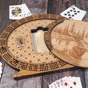 Cribbage ovalado de pie, con espacio de almacenamiento, árbol de la vida, SVG, archivo de corte láser/CNC