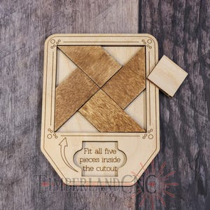 5-Piece Puzzle, Jigsaw, SVG, Laser Cutting File