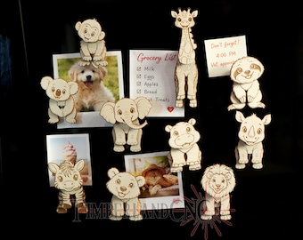 Wobbly Zoo Animal Magnets, Fridge Magnet, 10 Animal set, SVG, Laser Cutting File