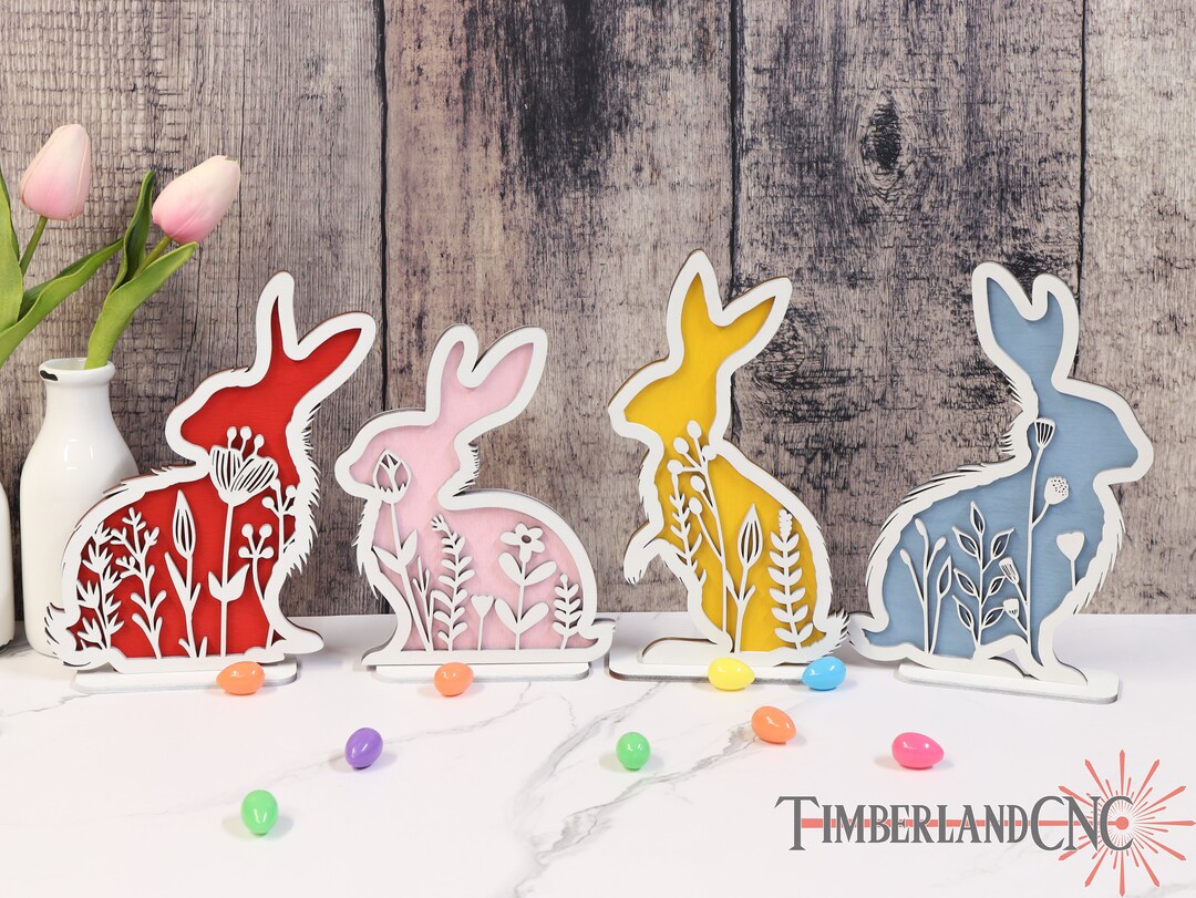 Floral Easter Bunny SVG Laser Cut File (digital Download) - Etsy