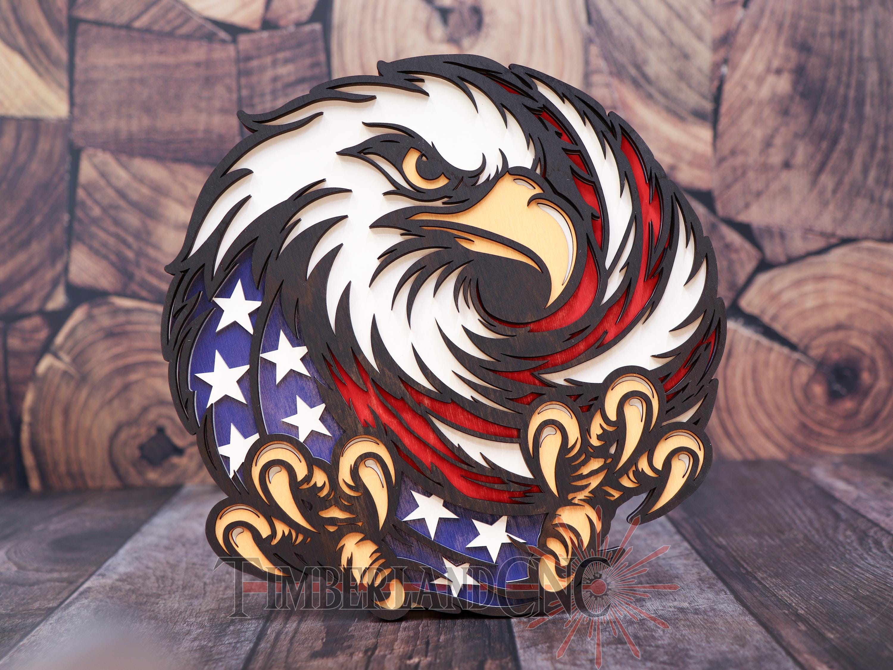 Bald Eagle Layered SVG | Patriotic American Flag Laser Cut File ...