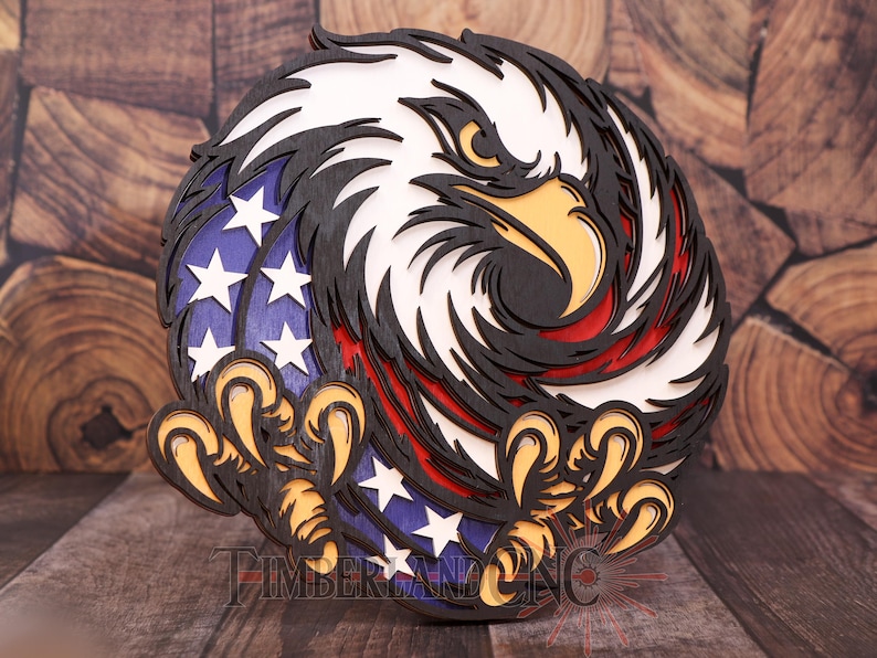 Bald Eagle Layered SVG | Patriotic American Flag Laser Cut File ...