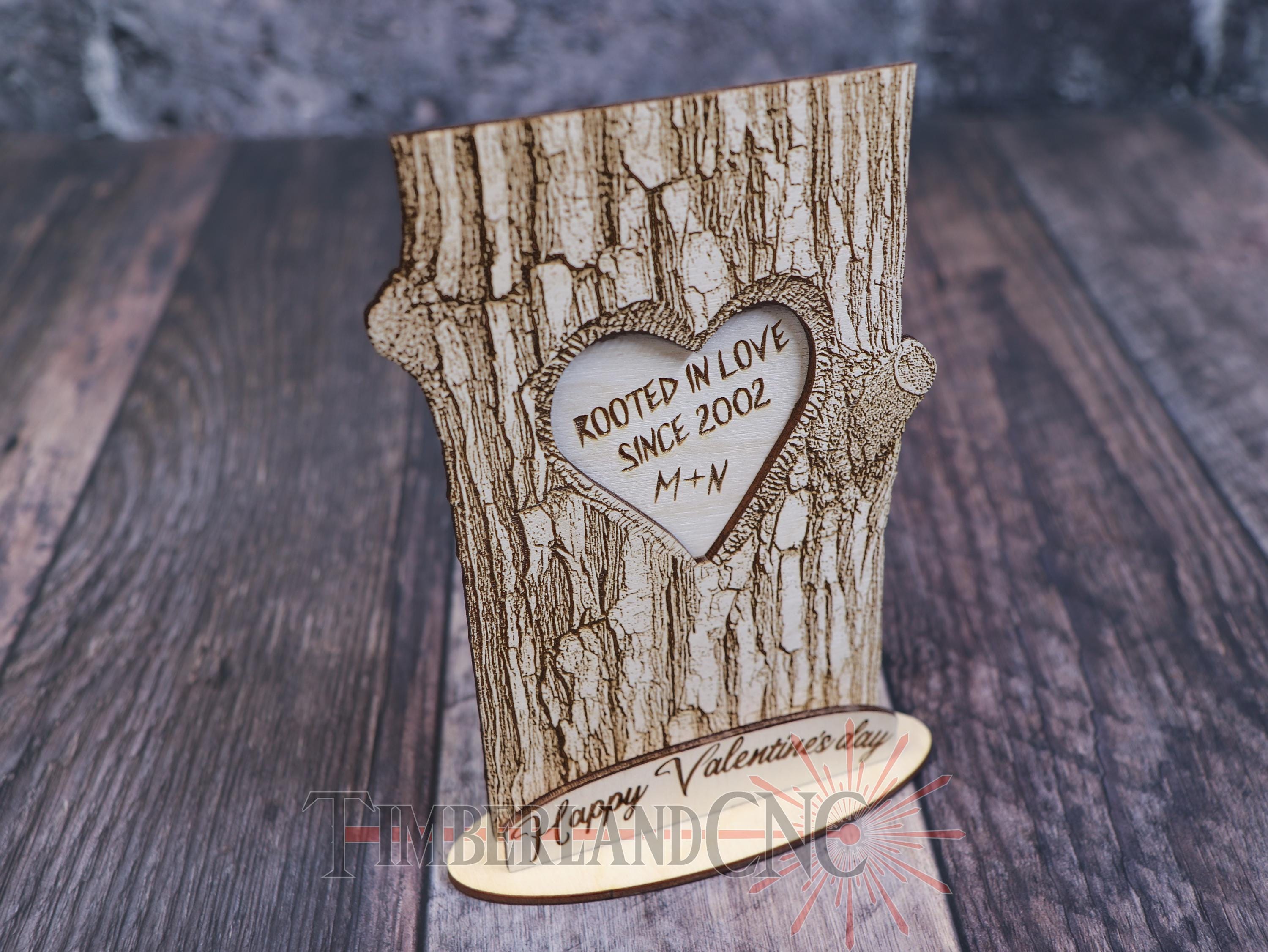 Carved Heart, Tree Trunk Heart, Valentine Message, SVG, Laser